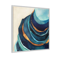 Abstract Blue and Gold - Matte Canvas, Framed (Multi-color)