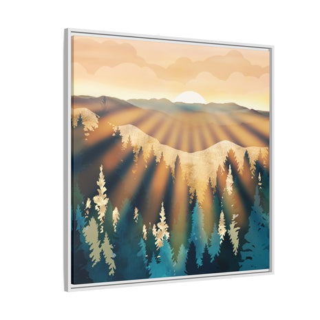 Blue Forest Sunrise - Matte Canvas, Framed (Multi-color)